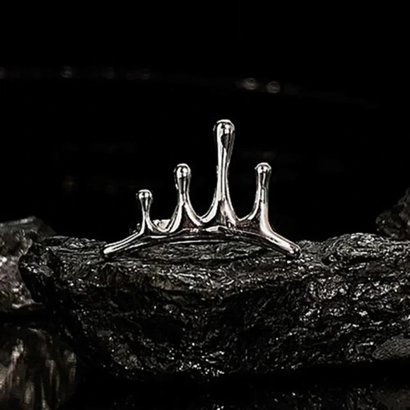 925 Sterling Silver Drip Ring Geometric Ring Abstract Ring Unique Statement Ring - Picture 2 of 5